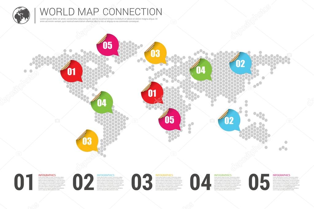 Modern world map connection concept. Vector