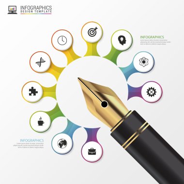 Eğitim kalem. Infographics tasarım şablonu. Vektör