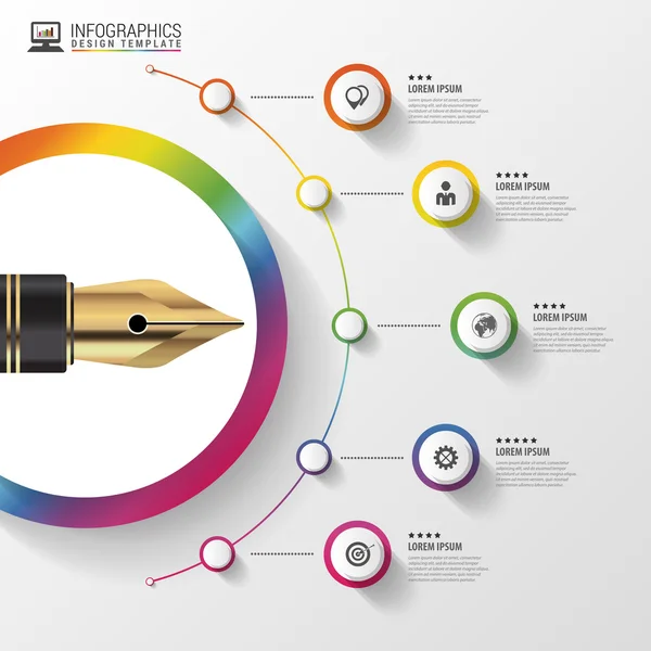 Onderwijs pen. Infographics ontwerpsjabloon. Vector — Stockvector