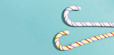 Renkli Şekerler Mavi Arkaplan Kopyalama Boşluğu Renkli arkaplan