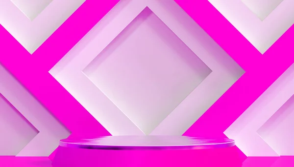 最小限のスタジオラウンド台座幾何学形状ピンク背景抽象多色背景 — ストック写真