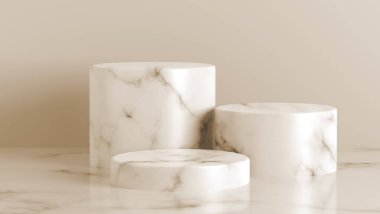 Lüks Beyaz Mermer Silindir Podyum Beyaz Arkaplan mermer desen soyut arkaplan deseni yüksek çözünürlüklü