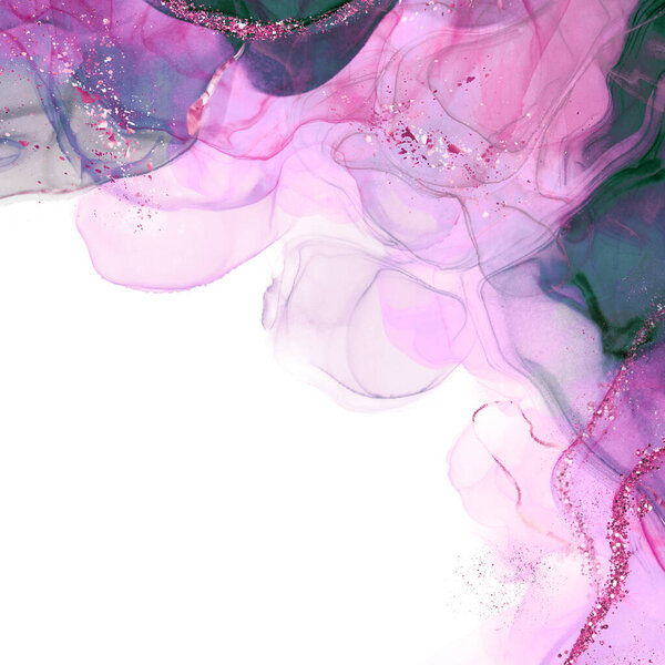 Purple White Luxury Alcohol Ink Abstract Fluid Art