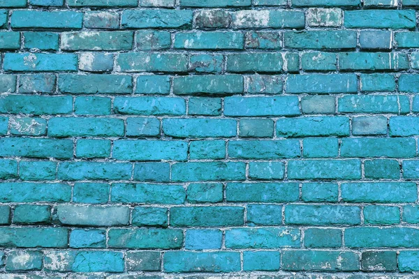 Background Old Blue Chipped Brick Wall — Foto Stock