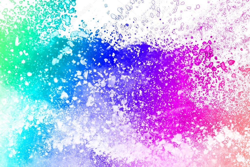 Colorful Powder Explosion White Background 