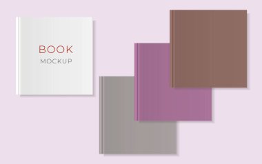 Kapalı kare kitap, dergi ya da defter modeli. 3 boyutlu illüstrasyon. Resim örneği