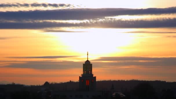 Panorama Altstadt von Krakau / Krakau, Polen bei Sonnenuntergang. — Stockvideo