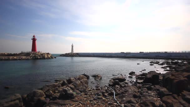 Bela paisagem marinha em Cheongsapo, Haeundae Beach, Busan. — Vídeo de Stock