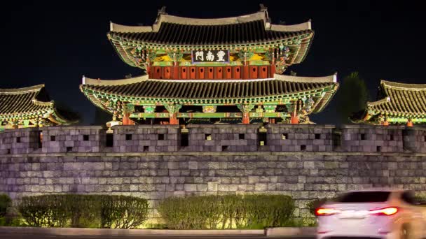 Timelapse Shot Ancient Castle Pungnammun Gate Jeonju Korea Korean Treasure — Vídeo de Stock