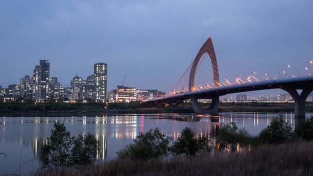 Sejong Hinduri Bridge Bei Nacht Zeitraffer Aufnahmen — Stockvideo