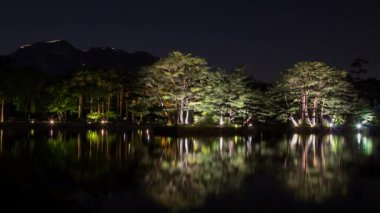Kore Changgyeonggung, Chundangji, Gölet ve Orman 'ın gece vakti çekimleri..