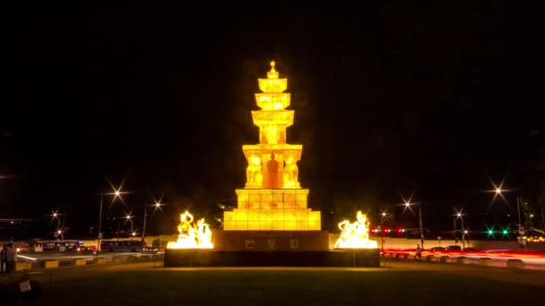 Besonderes Ereignis Des Gefälschten Denkmals Tag Von Buddhas Kommen Buddhas — Stockvideo