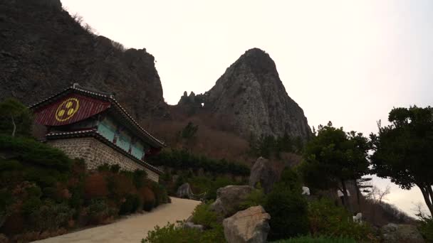 Ulleungdo Korea Południowa Grudzień 2019 Świątynia Seongbulsa Położona Ulleung Island — Wideo stockowe