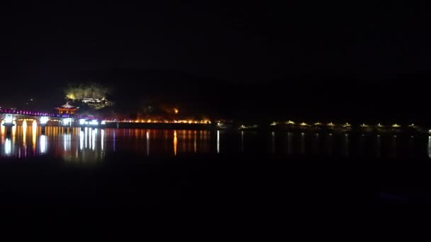 Vista Nocturna Del Río Andong Puente Wolyeonggyo Ciudad Andong Corea — Vídeos de Stock