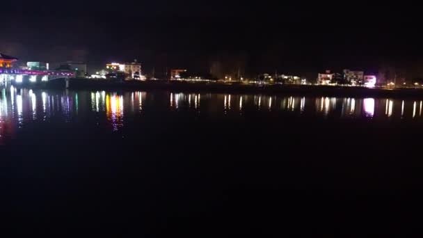 Vista Nocturna Del Río Andong Puente Wolyeonggyo Ciudad Andong Corea — Vídeos de Stock