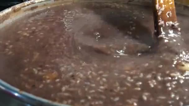 Корейська Традиційна Їжа Patjuk Red Bean Porridge — стокове відео