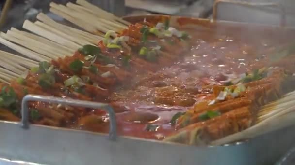 Korean Street Food Red Fish Cake Jecheon South Korea — Stock Video