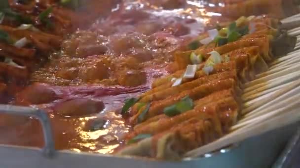 Nourriture Rue Coréenne Red Fish Cake Jecheon Corée Sud — Video