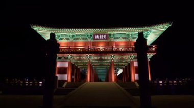 Gyeongju, Güney Kore 'de gece vakti Woljeonggyo Köprüsü. Zeolite 'ye yazılan mektup 