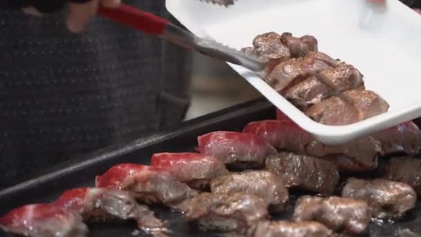 Cuisson Grill Rouleau Sushi Bœuf Avec Torche Busan Corée Sud — Video