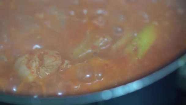 Кімчі Джіґа Суп Кімчі Порком Корейська Кухня Корейська Кухня — стокове відео