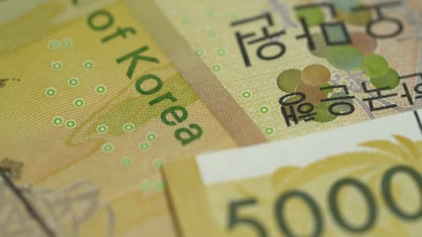 Μακροσκοπική Άποψη Του Τραπεζογραμματίου 50000 Won Της Νότιας Κορέας — Αρχείο Βίντεο
