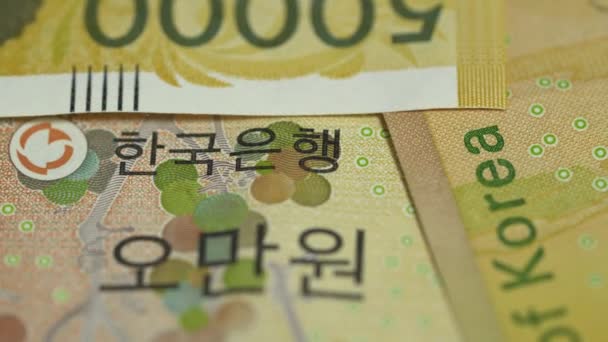 Macro Vista Corea Del Sur 50000 Won Billete — Vídeos de Stock