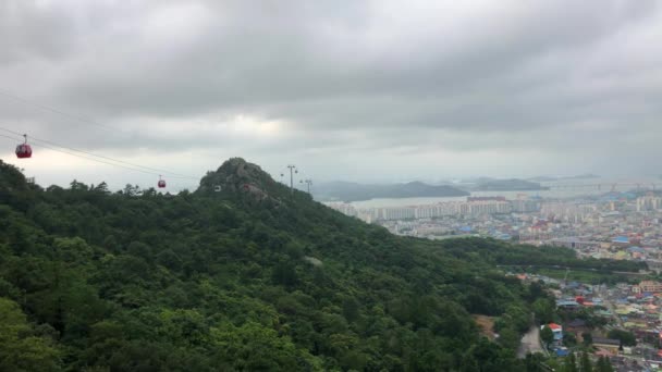 Ciudad Mokpo Vista Desde Montaña Yudalsan Con Teleférico Mokpo Corea — Vídeo de stock