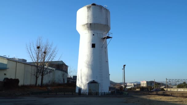 Wonju Südkorea Dezember 2020 Wonju Station Water Tower Nationales Kulturerbe — Stockvideo