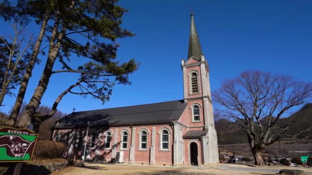Wonju Південна Корея Грудень 2020 Юнсомацька Католицька Церква Третя Церква — стокове відео