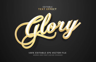 Glory Gold beyaz renk Düzenlenebilir Metin Efekti primi Tam vektör illüstrasyonu.
