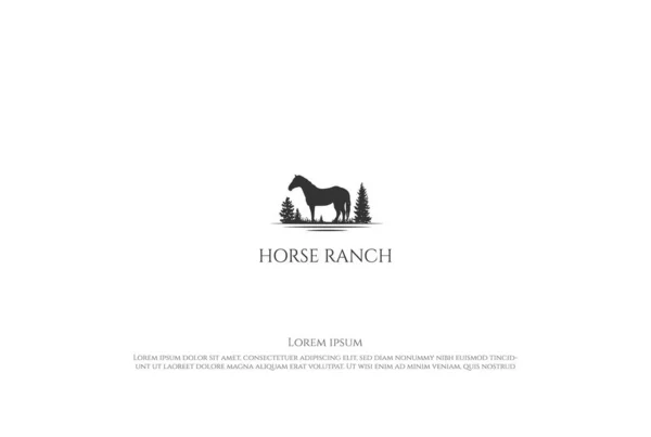 Rustico Vintage Cavallo Campagna Ranch Logo Progettazione Vettoriale — Vettoriale Stock