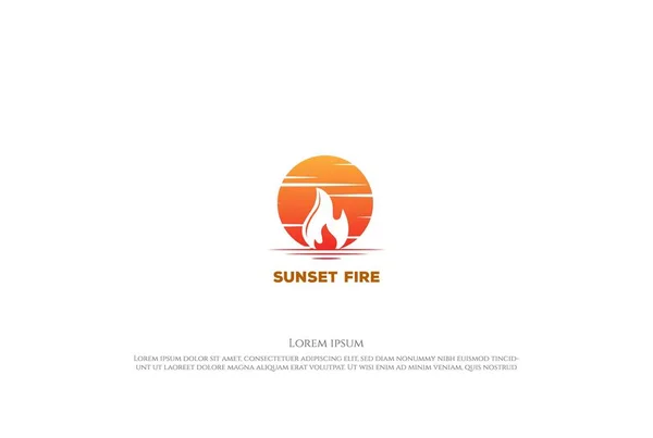 Sunset Sunrise Flame Fire Bonfire Camp Sport Energy Logo Design — Stock Vector