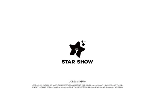 Stella Semplice Con Microfono Podcast Music Song Concert Show Logo — Vettoriale Stock