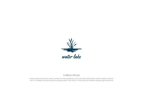 Simple Minimalist Grass Cattail Reed River Creek Lake Swamp Logo — Stock Vector