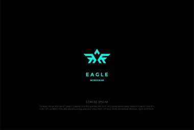 Kartal Şahin Şahini Anka Kuşu Monogram Logo Tasarım Vektörü