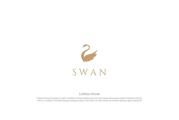 Elegant Golden Luxury Swan Goose Duck Logo Design Vector — Stock Vector
