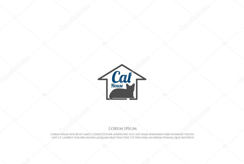 Modern House Cat for Pet Clinic Logo Design Vector