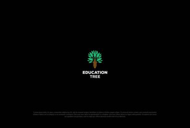 Tree with Human Pencil for School Education Logo Design Vector