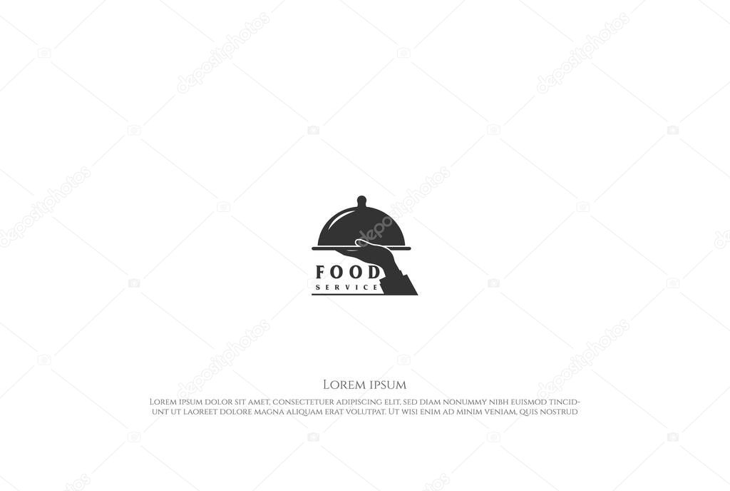 Retro Vintage Cloche Food Serving Tray for Catering, Restaurant Delivery Service Logo Design Vector