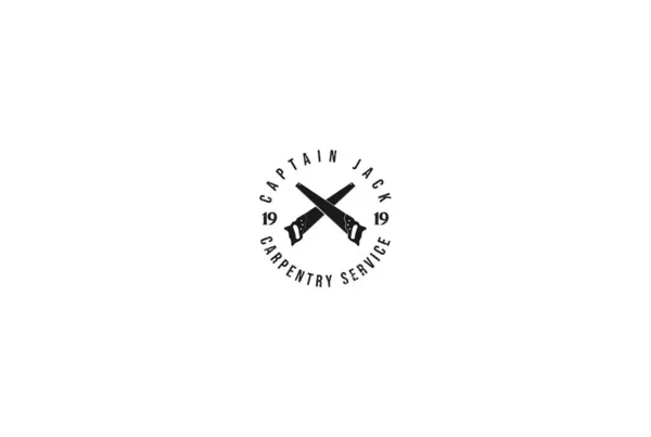 Scie Coupe Croisée Rustique Pour Charpentier Logo Travail Bois Vecteur — Image vectorielle