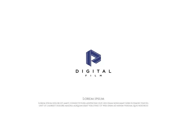 Carta Inicial Com Tira Filme Para Filme Digital Logo Design —  Vetores de Stock