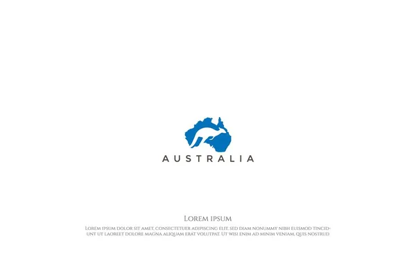 Australia Continente Mapa Con Canguro Para Viajes Logo Diseño Vector — Archivo Imágenes Vectoriales