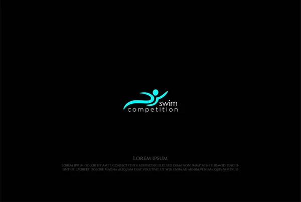 Simple Abstrait Natation Humaine Sport Club Compétition Logo Design Vector — Image vectorielle