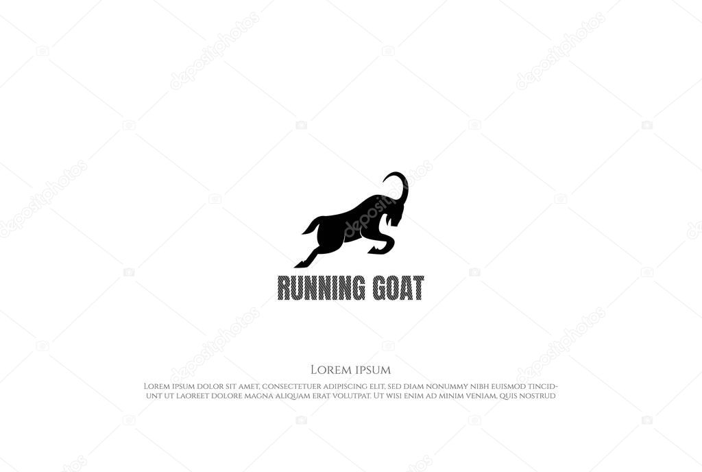 Simple Running Fast Goat Silhouette Logo Design Vector