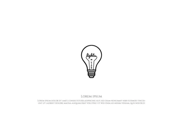 Ampoule Avec Lumière Texte Type Mot Police Typographie Logo Design — Image vectorielle