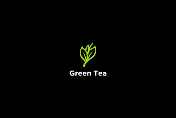 Einfache Minimalistische Green Tea Shoot Bud Leaf Für Cafe Restaurant — Stockvektor