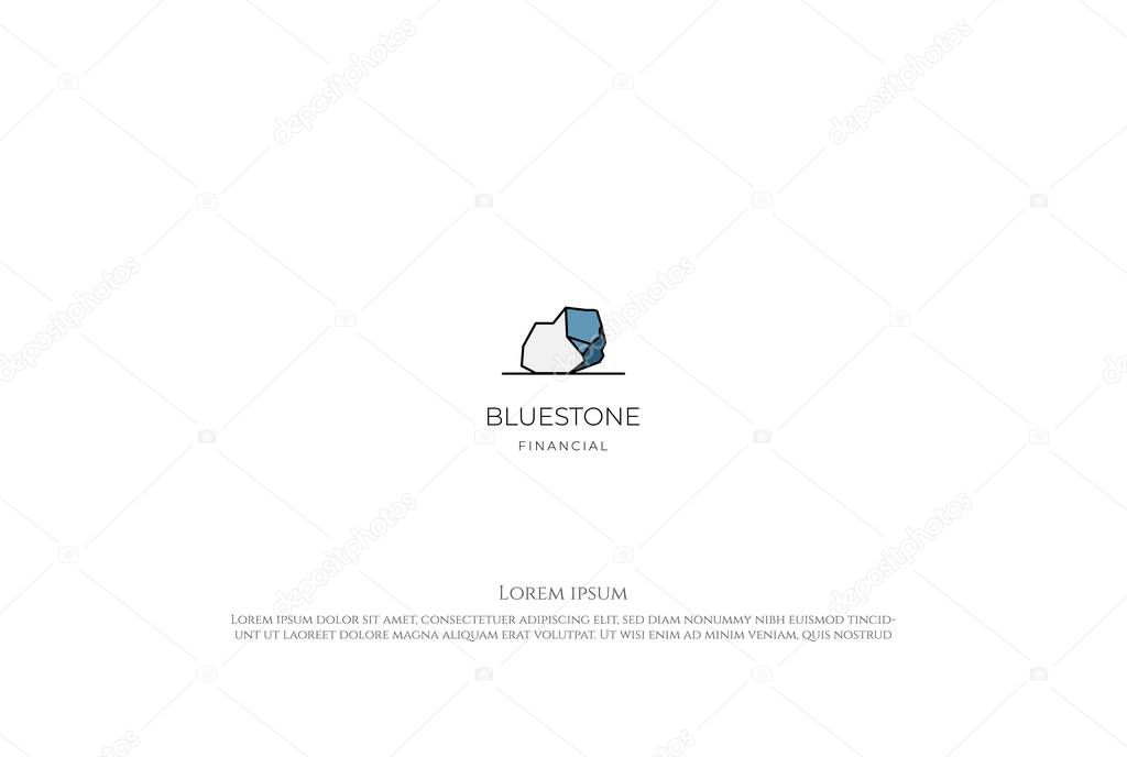 Simple Minimalist Geometric Blue Gem Stone Rock Logo Design Vector