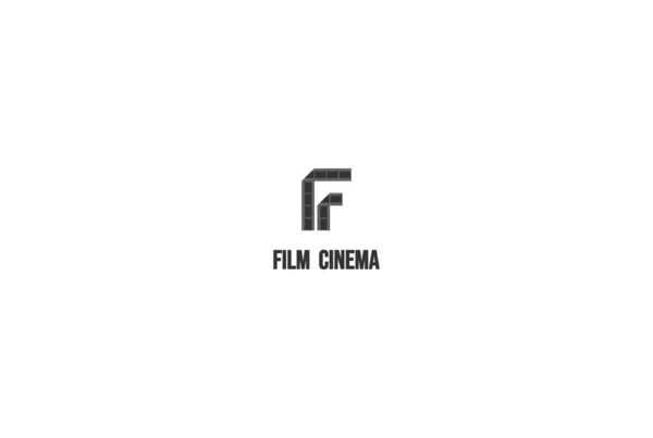 Inledande Bokstav Med Filmremsa För Movie Cinema Production Logo Design — Stock vektor