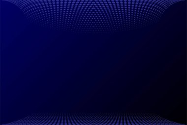 Koyu Mavi Dinamik Soyut Vektör Arkaplanı ve Dalga Noktaları Deseni. Satılık gece partisi için 3D iş tanıtım afişi. Hızlı hareket eden yumuşak gölge noktaları